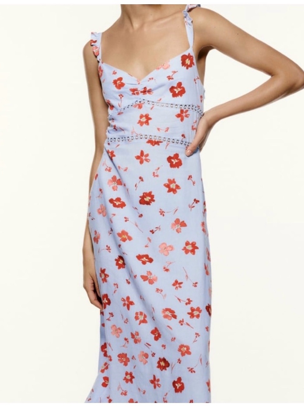 Zara Floral Open Back Linen Dress